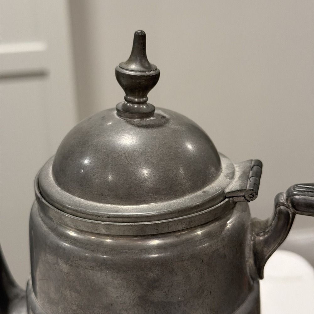 Antique 19th C Pewter Lighthouse Coffee Pot Copper Bottom 1671 Hinged Lid 9" - Picture 4 of 16